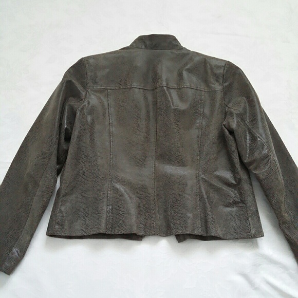 Distressed cracked leather croc finish moto biker jacket - Picture 2 of 7